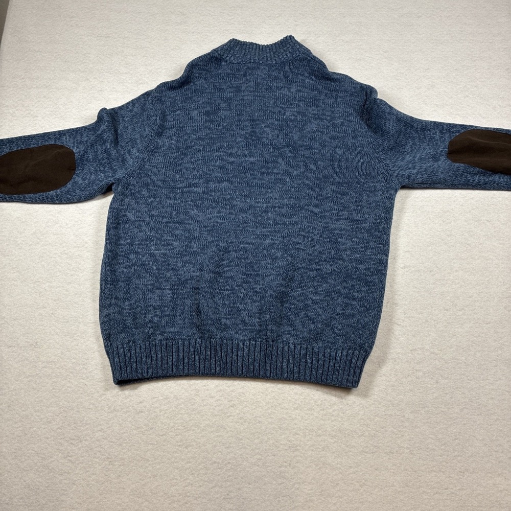 Chaps Sweater Blue Preppy Fisherman Elbow Patches Grandpa Academia Thick Mens XL - Picture 10 of 13